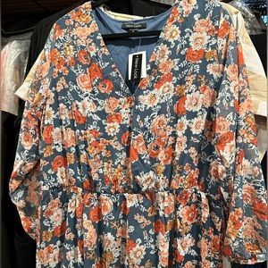 New Look maxi floral dress orange/green size 1X nwt